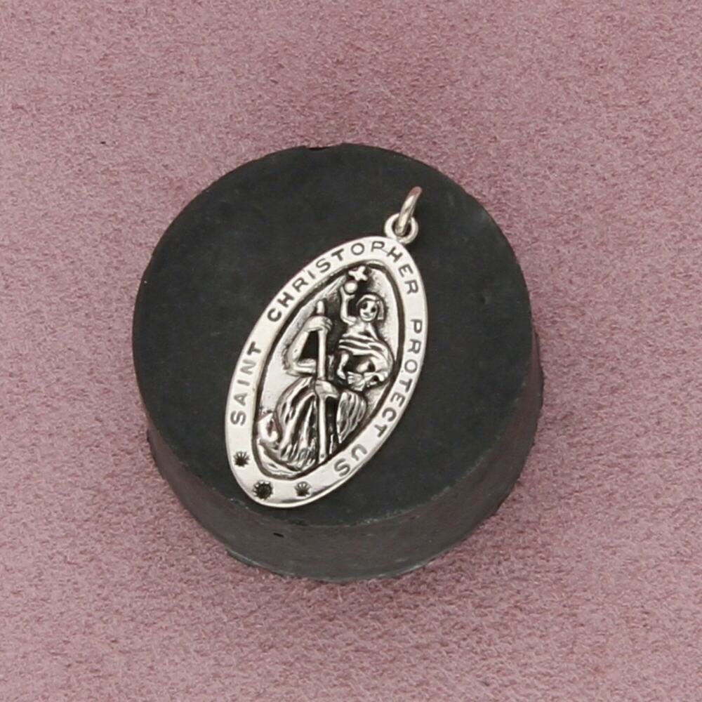 sterling silver vintage catholic saint christopher medal pendant